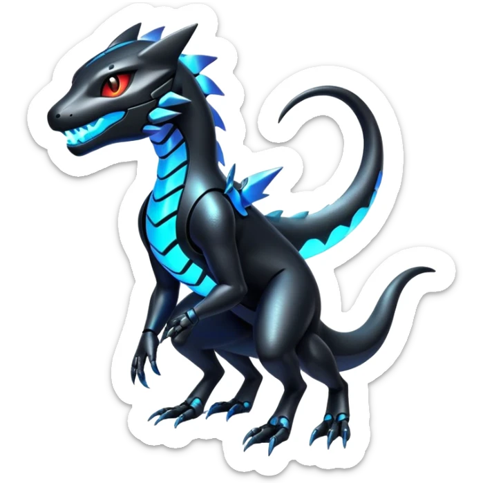 Modern Futuristic Iridescent Cyber-Salandit-Litten-Hybrid (Full body) sticker