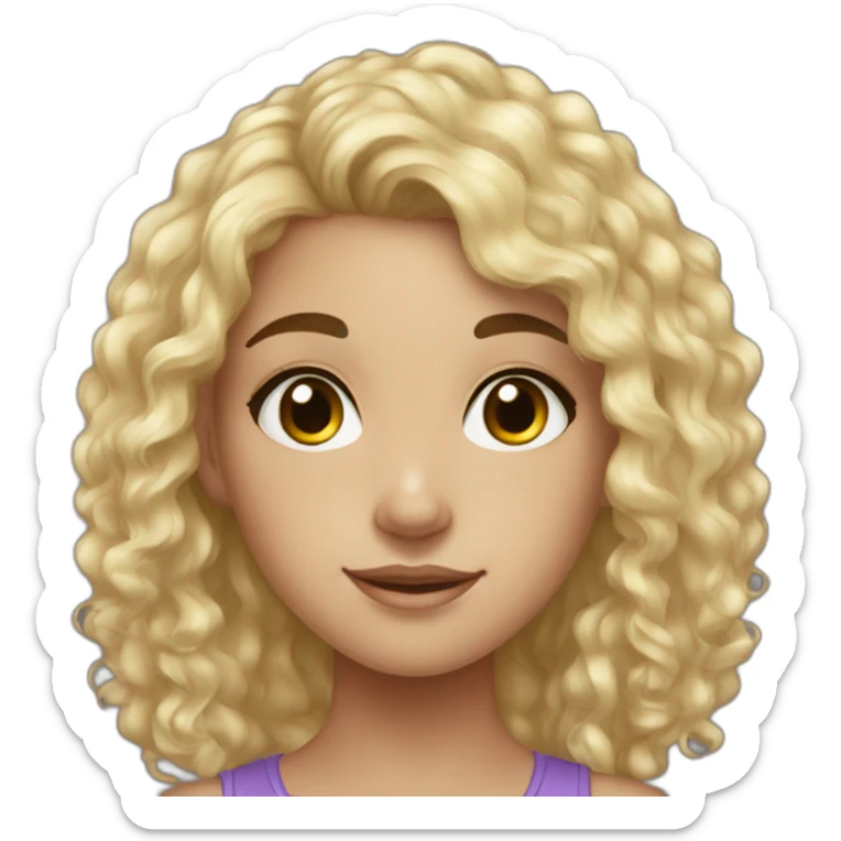 Teenager girl, black curly hair, black eyes,freckles  sticker