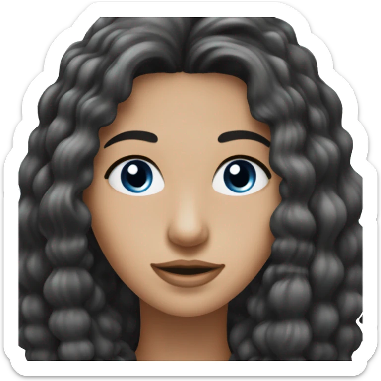 lange schwarze offene  haare, weiße hautfarbe, weiblich, blaue augen sticker