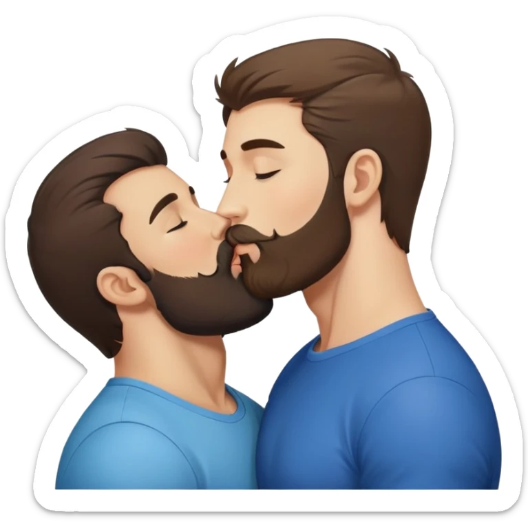 sexy-pose-fit-beard-brunette-caucasian-bear-twink-gay-men-kissing sticker