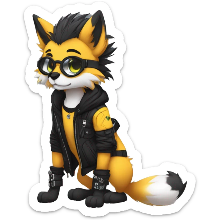 Edgy cute modern punk techwear anthro furry animal sona by Falvie, LiLaiRa, AngieWolf sticker