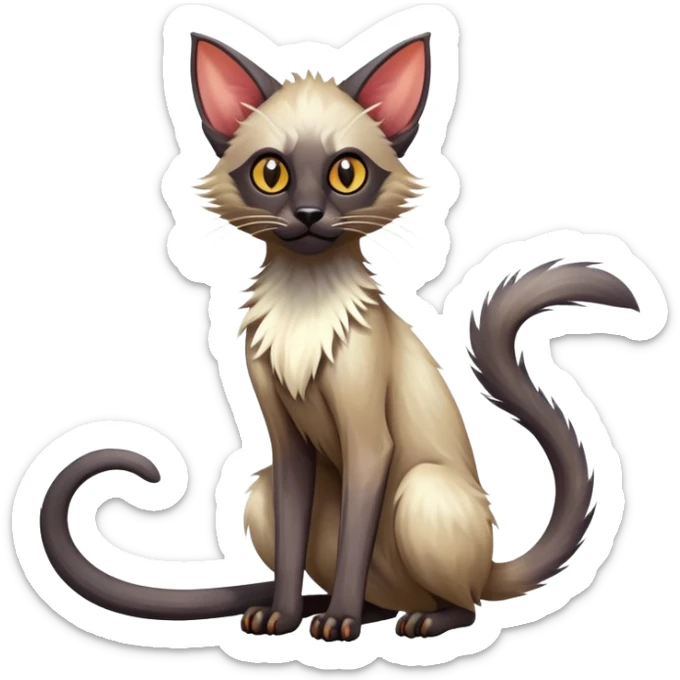 Colorful exotic tropical shiny Fantasy-Siamese-Fakémon-Lykoi-feline-hybrid (full body) sticker
