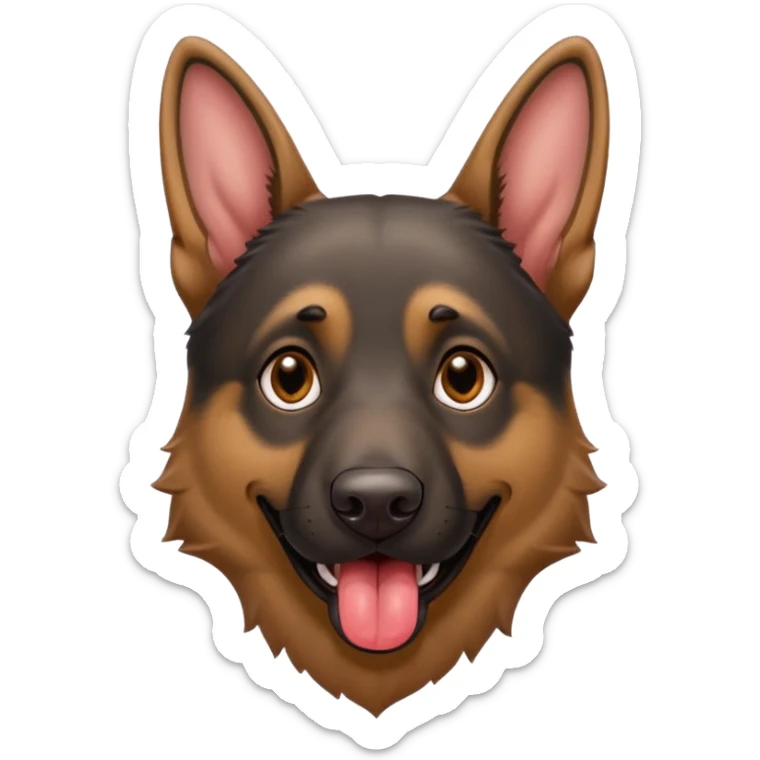 cartoon style dark German Shepherd dog with its tongue hanging out long sticker