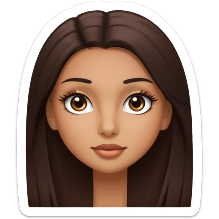 Pretty girl with lashes and dark brown straight hair sticker