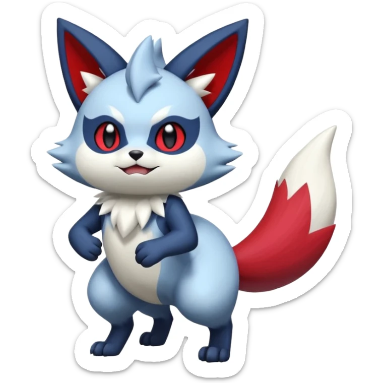 Meowstic-Zangoose-Zorua-Fakémon-hybrid-creature (full body)  sticker
