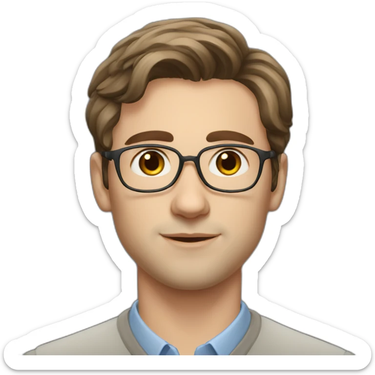 young russian professor no facial hair with brown hair sticker