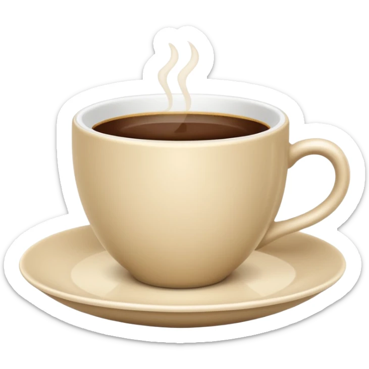 classic coffee cup and saucer, light beige, elegant shapes, Apple emoji style, no text sticker