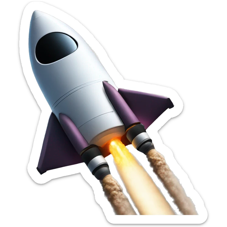 A Lamborghini rocket in space heading towards the moon. You can see the back of the rocket and the moon in its path sticker