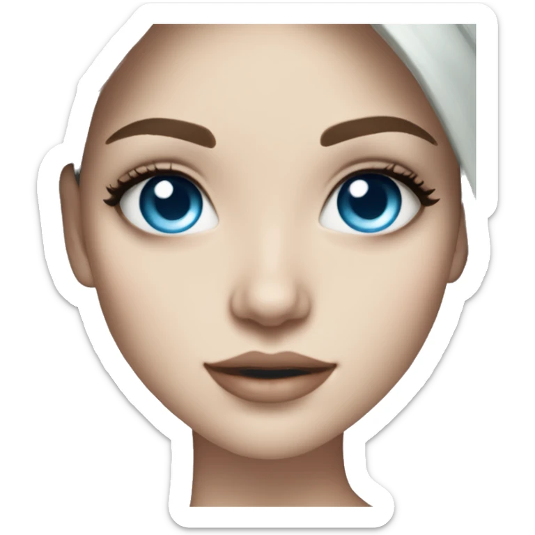 Instagram model girl with long black hair, pale skin and pretty blue eyes sticker