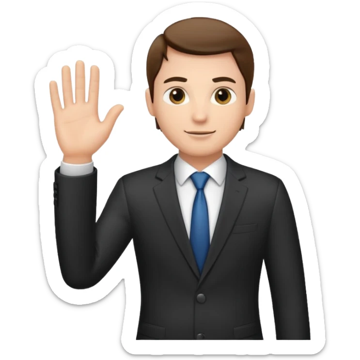 The businessman extends his hand to the side, as if he is about to take something. sticker