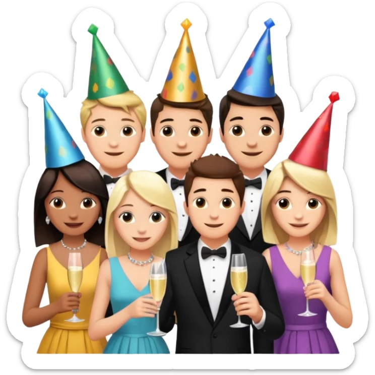 Cast members from tv show friends (Ross,Joey, chandler, Rachel, Monica, phoebe  sticker