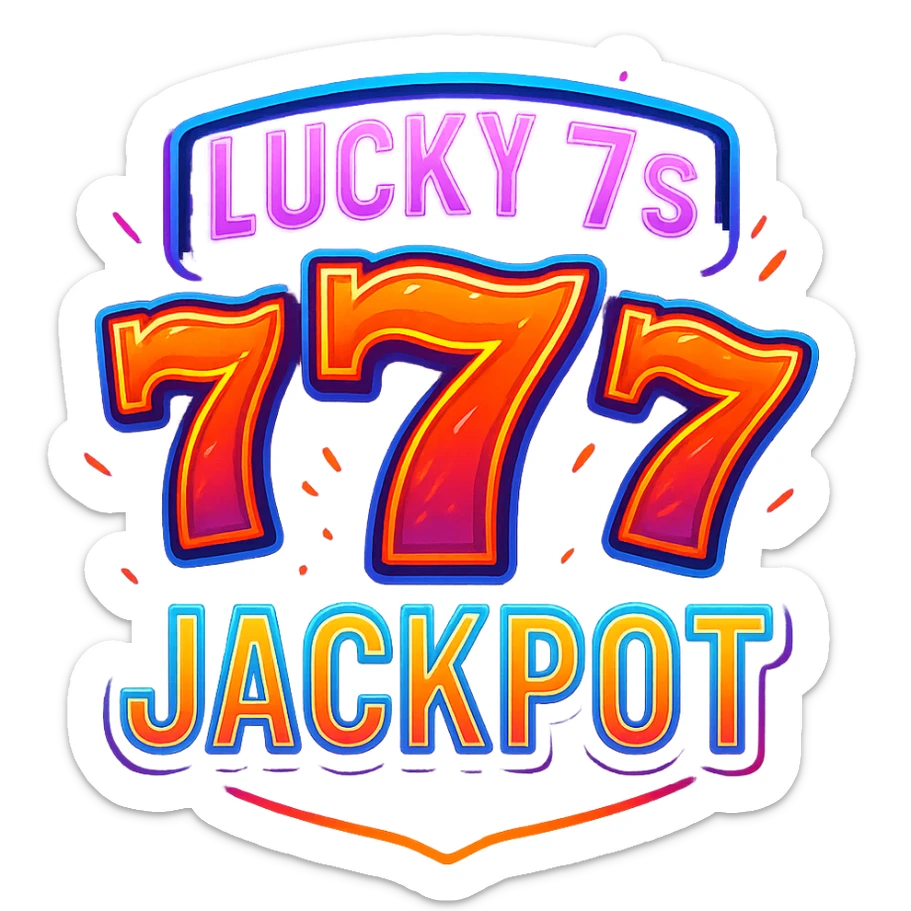 lucky 7s and jackpot, Twitch streamer vibe, vibrant colors, digital art style sticker