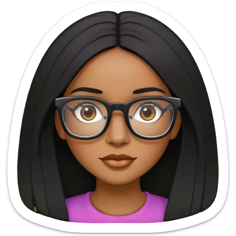 Afrolatina with square thick rimmed glasses and thin long black straight hair sticker