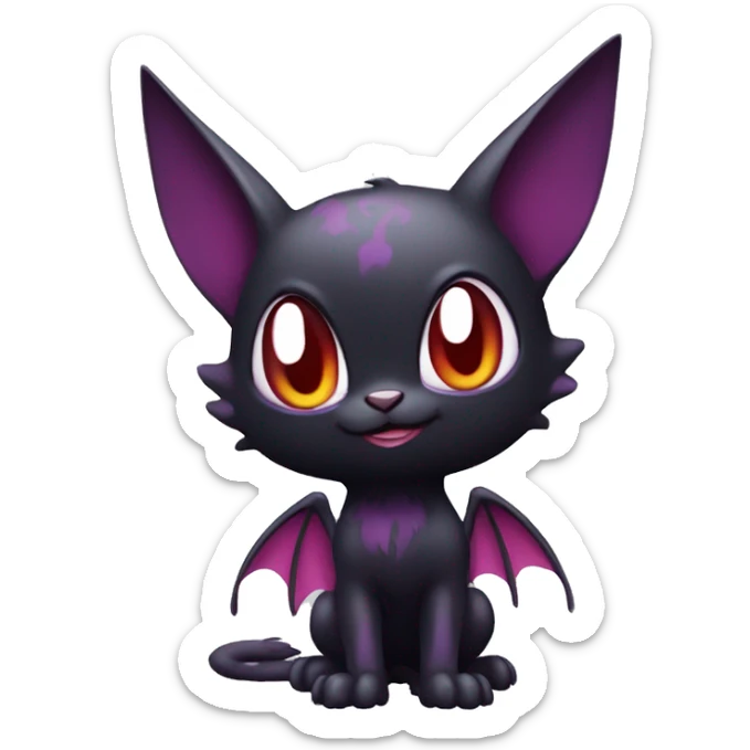 Cool Cute Edgy Dark Black Red Purple Batty Chibi Noibat-Cat-Pokémon-Fakémon-hybrid sticker