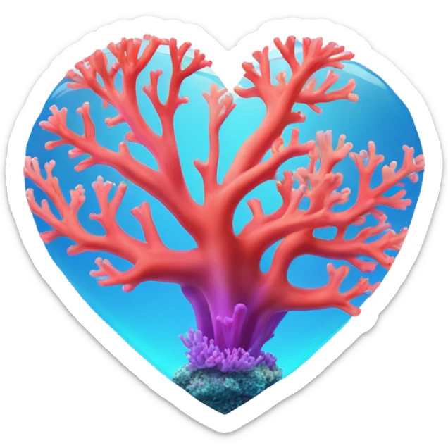 Colorful ocean Coral reef in a the shape of a heart sticker