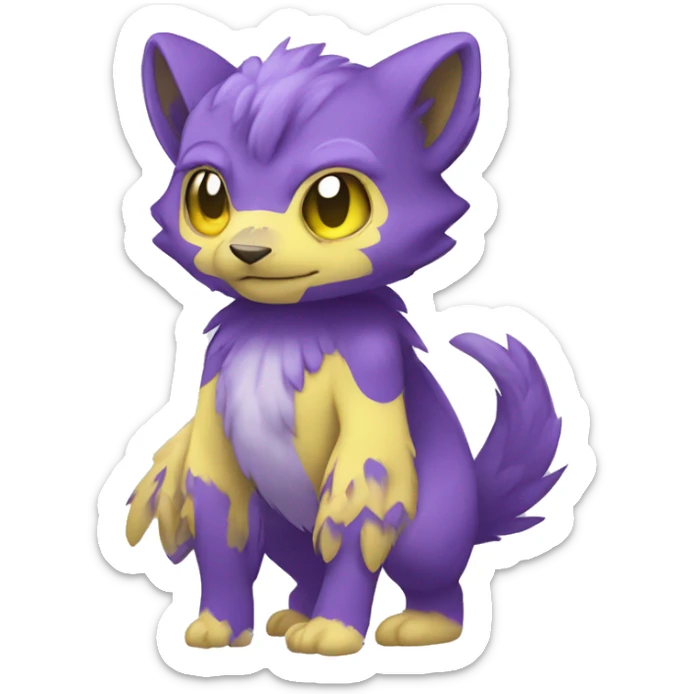 Cute cool purple yellow animal hybrid Fakemon full body sticker