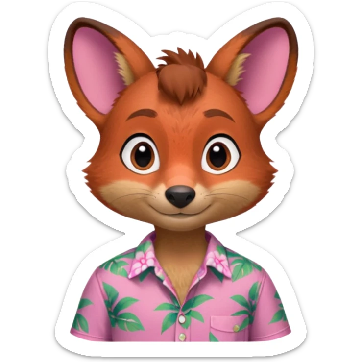 Nick Wilde with a pink Hawaii shirt from the Zootopia Disney movie sticker