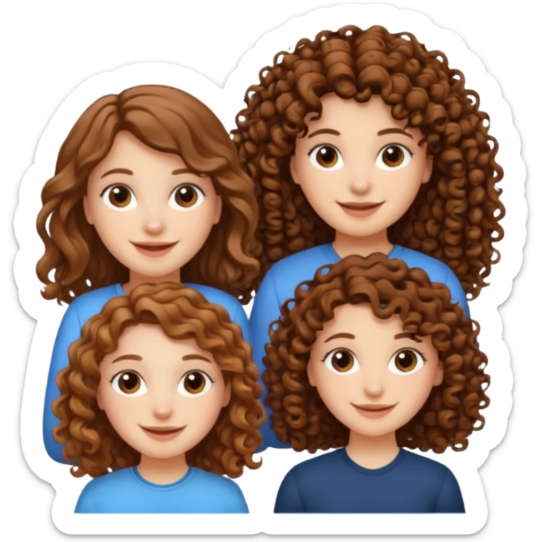 Three white girls, all of off this with brown hair but one whit straight one whit curly and one whit very curly sticker