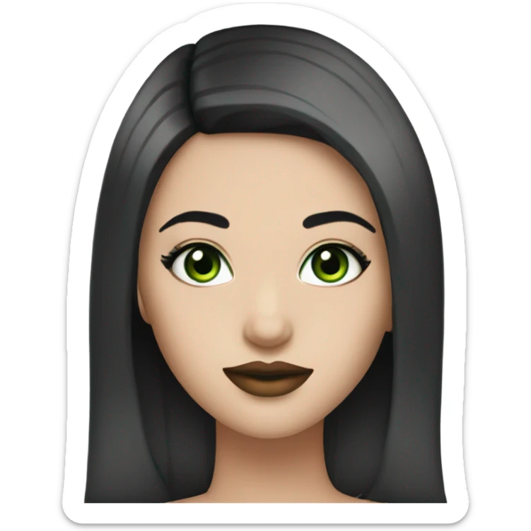 Girl with green eyes black hair eyeliner lipstick  sticker