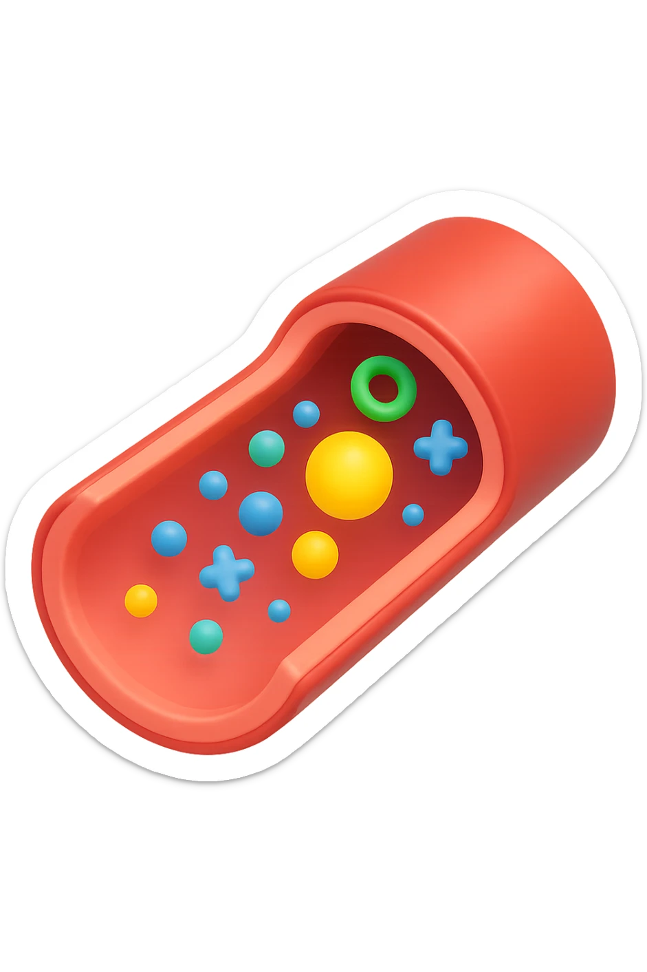 EMOJI STILE IPHONE 3D DI particelle di ormoni che circolano in una vena umana sticker