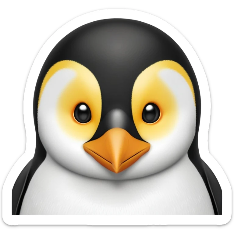 cinematic-adult-emperor-penguin-portrait-emoji,-head-tilted-playfully-and-inquisitively,-with-glossy,-pristine-plumage,-sparkling-eyes-filled-with-curiosity,-simplified-yet-irresistibly-adorable-features, black face sticker