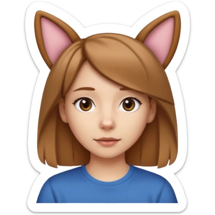 White girl with straight brown hair name is Valentina put dog ears on her and make he rlike like a bith but still not ugly just the dog prt of it and also have a shirt that says siri on it LONG LIGHT BROWN HAIR the shrit must say siri on ittt dont draw a dog just dog years sticker