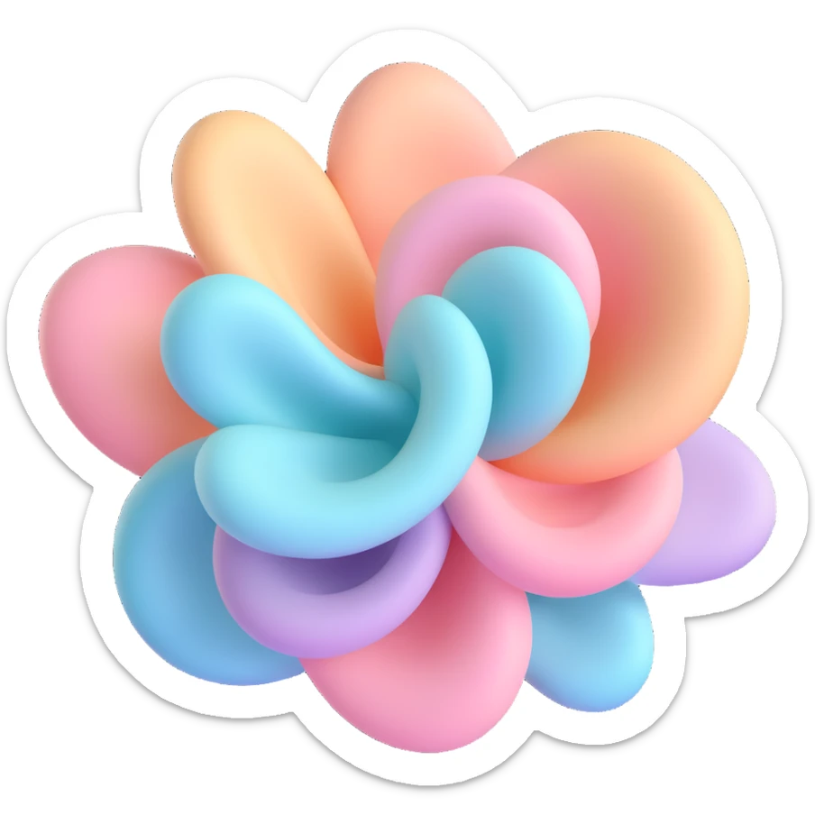 3D emoji of the word WIND, soft pastel colors, bubbly and airy appearance, swirling sticker