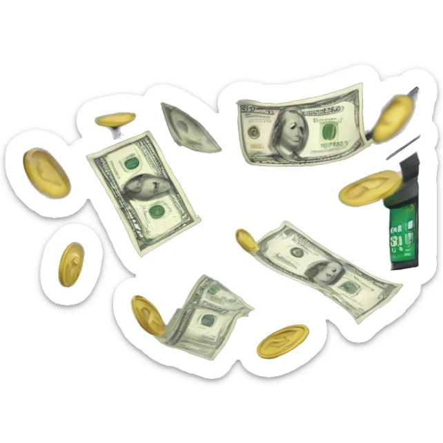 Create emoji with atm where the money is flying from and there is US30 on the screen sticker