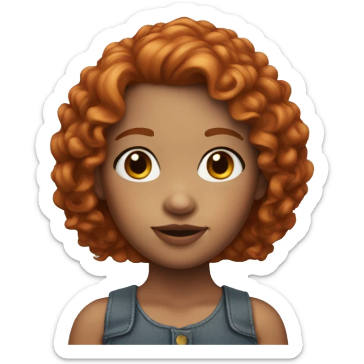 3d avatar memoji, young girl, front view, without neck, red curly hair, freckles sticker