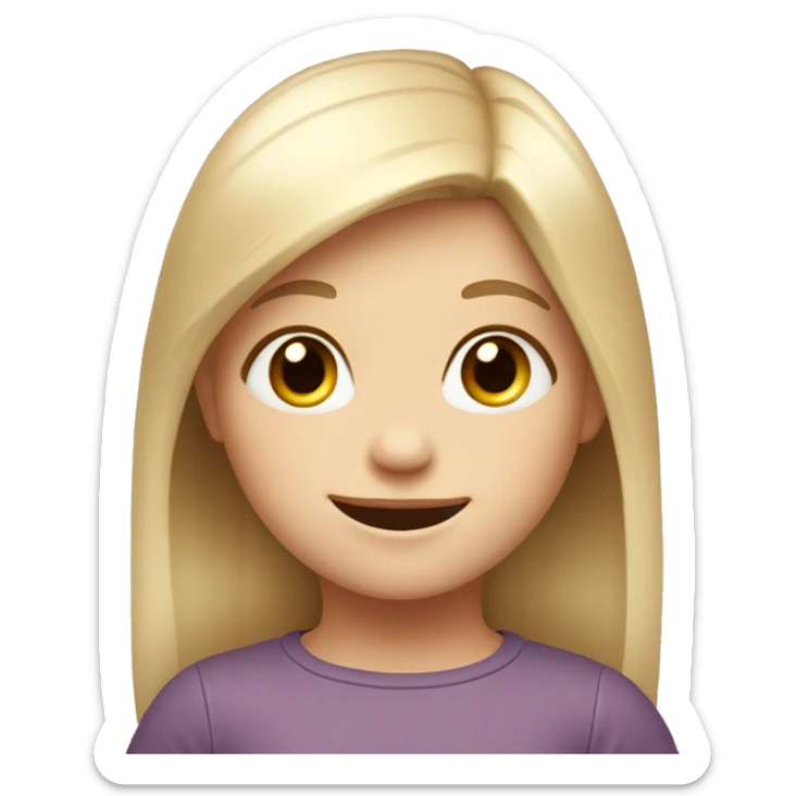 4 year old pale girl with straight hair standing up smiling sticker