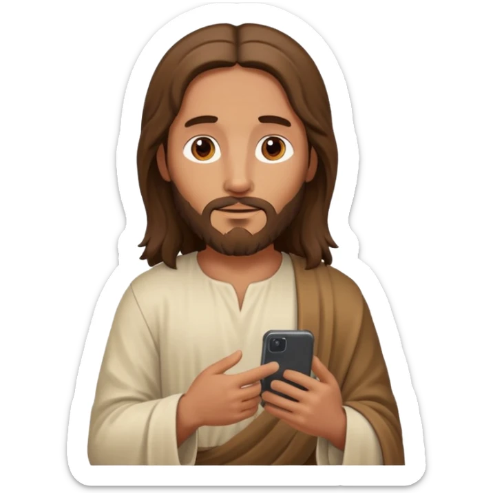 Jésus sur son téléphonesur son téléphone en train de le regarder sticker