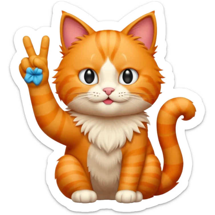 orange cat holding up its middle finger, playful, cartoon style, simple emoji style sticker