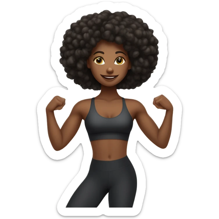 Beautiful black girl with medium lengh kinky hairdoing barre pilates in yoga leggings and sticker