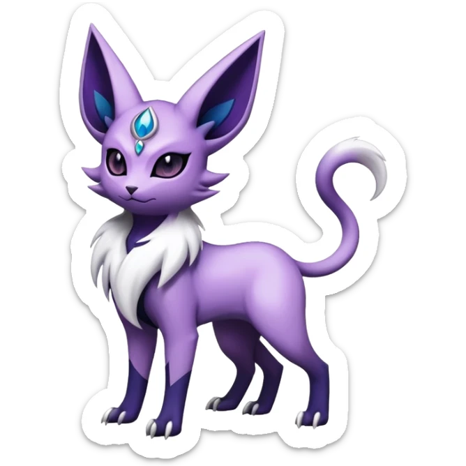 Shiny Exotic Badass Mystical Mysterious Gothic Espeon-Absol-Pokémon-Fakémon-hybrid-creature (full body) sticker