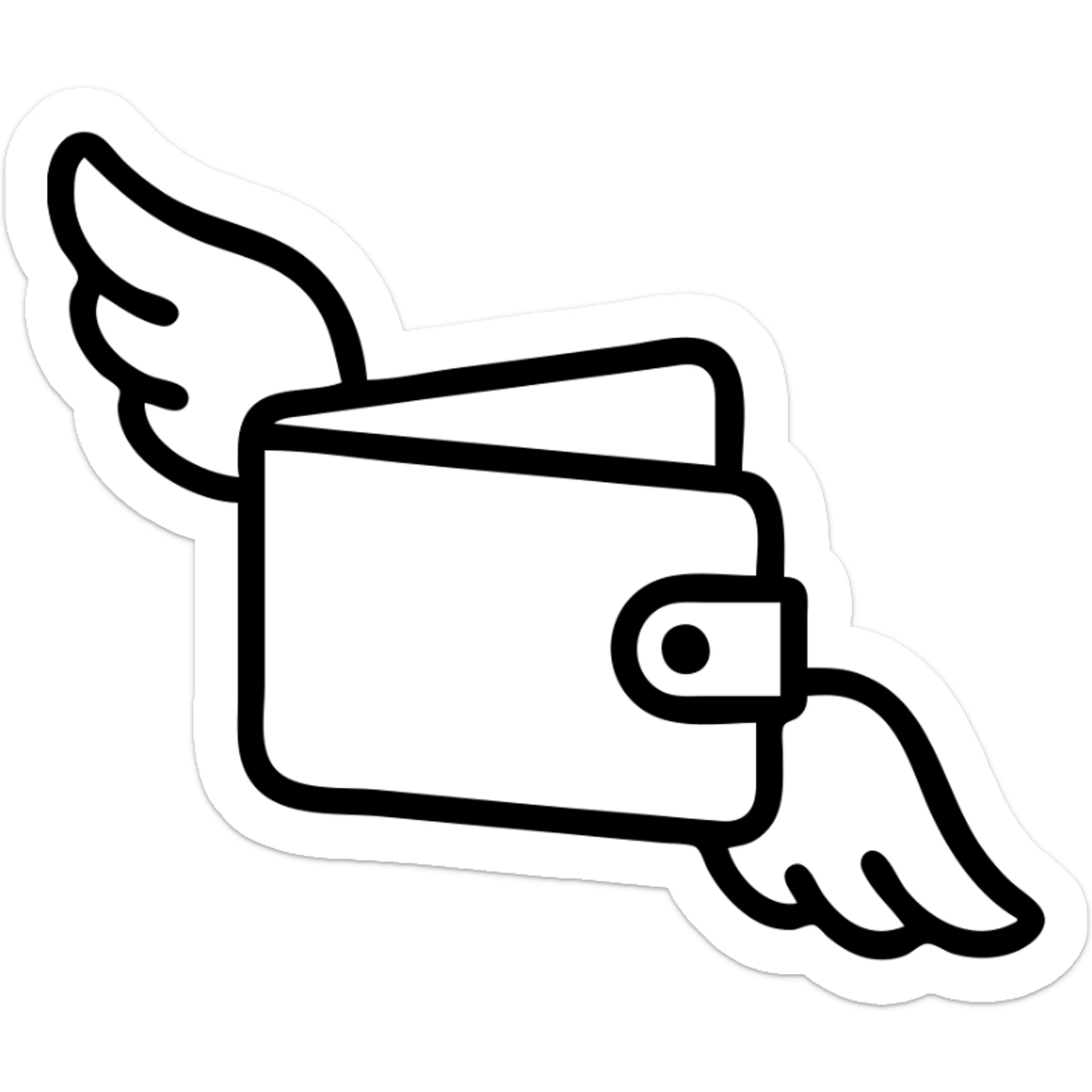 debt emoji icon of a wallet with wings flying away, symbolizing lost money sticker