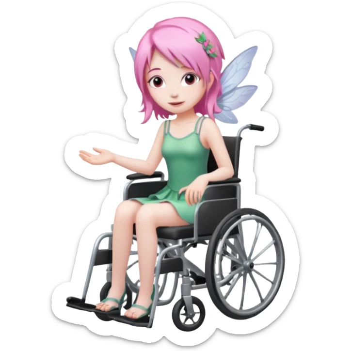 Female fairy with pink hair in a wheelchair sticker