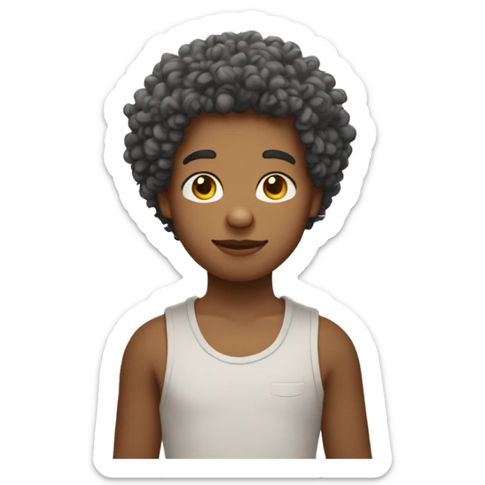 Garçon aux cheveux bouclés qui fait un cœur avec ses mains sticker