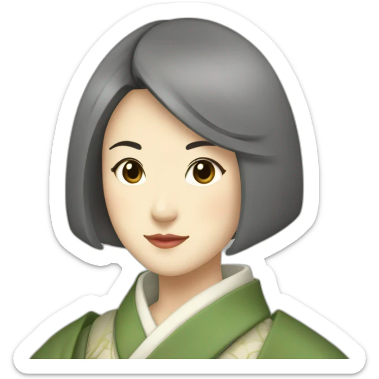 female-in-the-heian-era-with-short-hair-and-a-scarf sticker