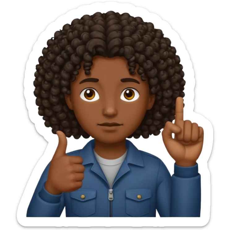 Persona de color con el pulgar arriba con el pelo colocho y más maliante sticker