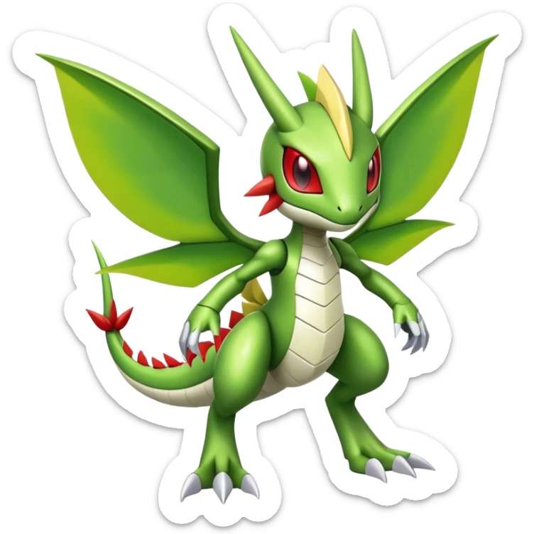 Cute Cool Edgy Shiny Futuristic Ethereal Legendary Kartana-Digimon-Scyther-Flygon-hybrid full body sticker