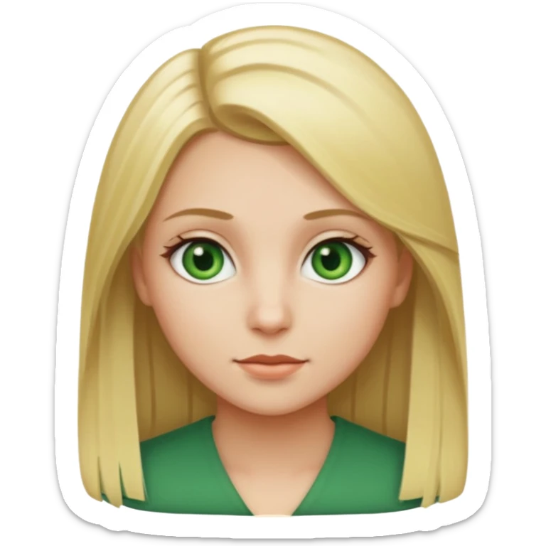 Girl with blonde straigt hair and green eyes sticker