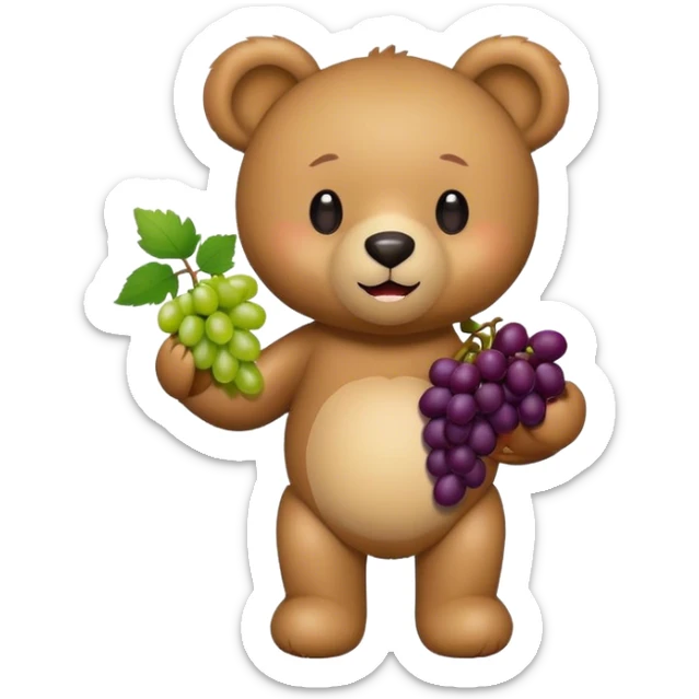 teddy bear with grapes sticker