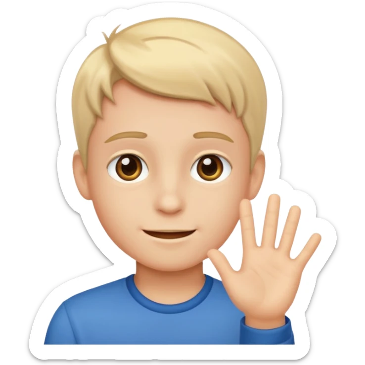 generate emoji of boy saying hii in normal skintone or bright skin tone sticker