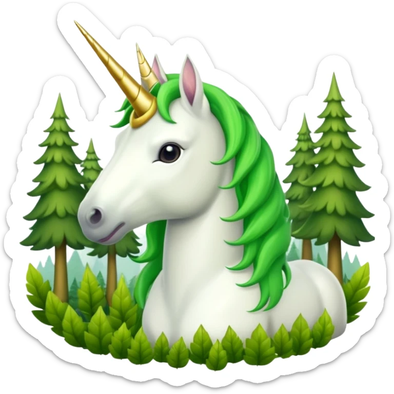 Единорог с зеленой гривой, лесной единорог sticker