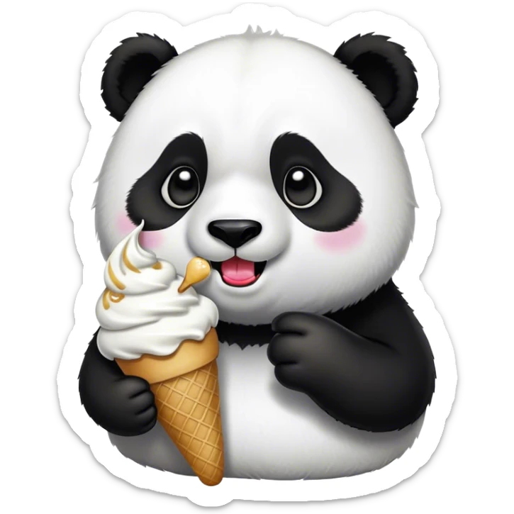 Panda eating ice cream sticker