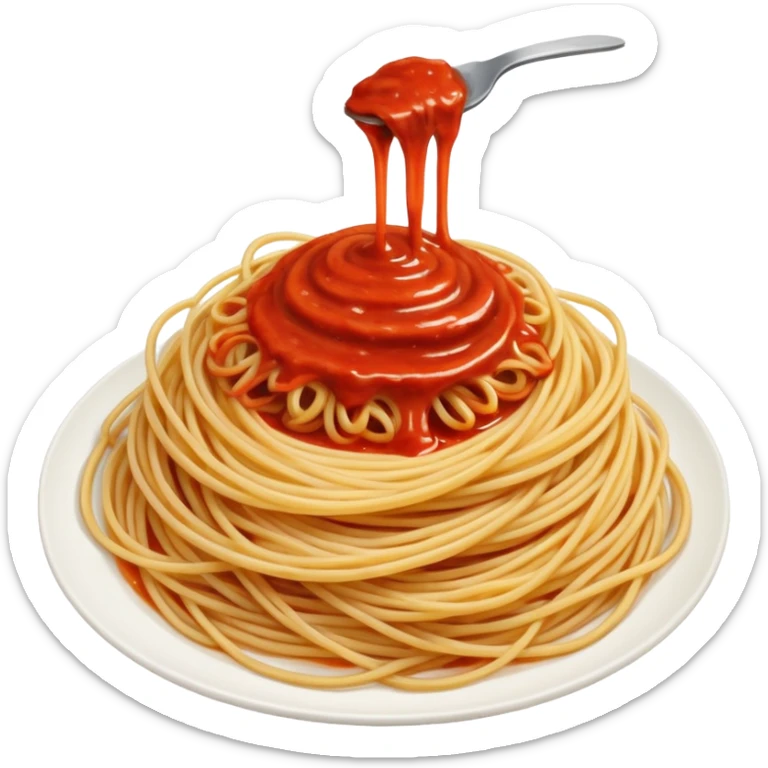 pasta swirl of spaghetti all'assasina, no fork, sauce mixed into the spaghetti sticker