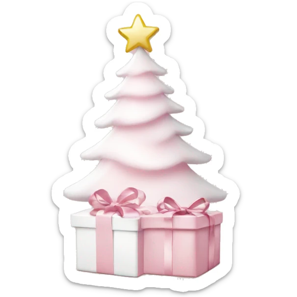 Light pink Christmas gifts under a white Christmas tree  sticker