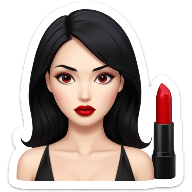 “Emoji girl, femme fatale, black hair. megan fox vibes sticker