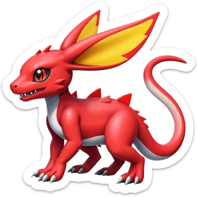 Cute Shiny Guilmon-Quilava-Salandit-Umbreon-Fakémon-hybrid-creature (full body)  sticker
