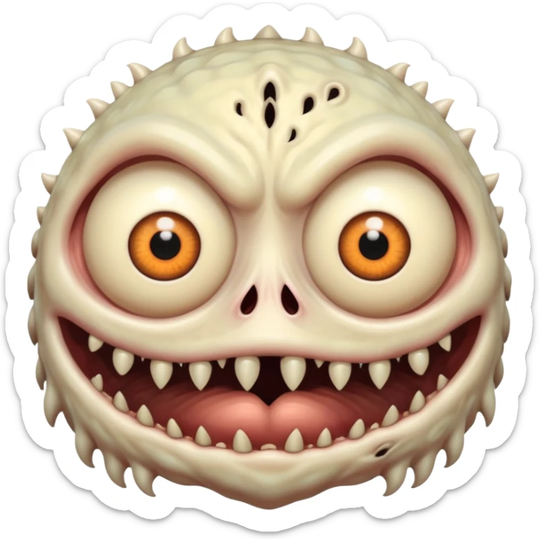 large skin surface with dozens of eyes creepy moster sticker